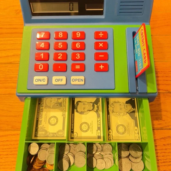 Lakeshore Toy Cash Register with Play Money and Melissa and Doug Play Money Set. - Picture 10 of 12